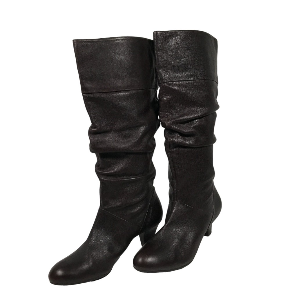 Antonio Melani Womens US Size‎ 8 Black Leather Knee High Tall Boots 2" Heel